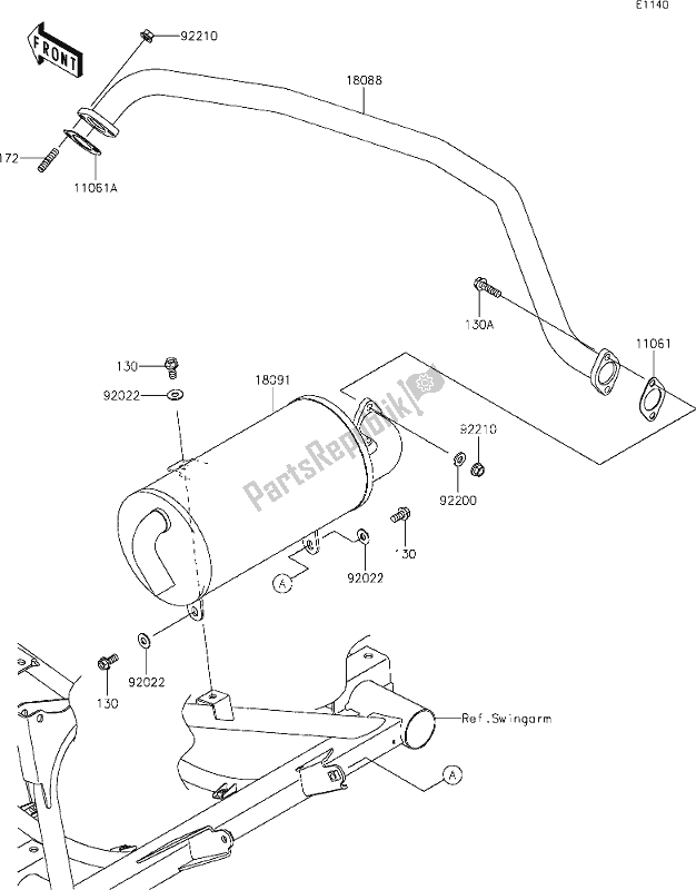 Todas as partes de 3 Muffler(s) do Kawasaki KAF 400 Mule SX 2020