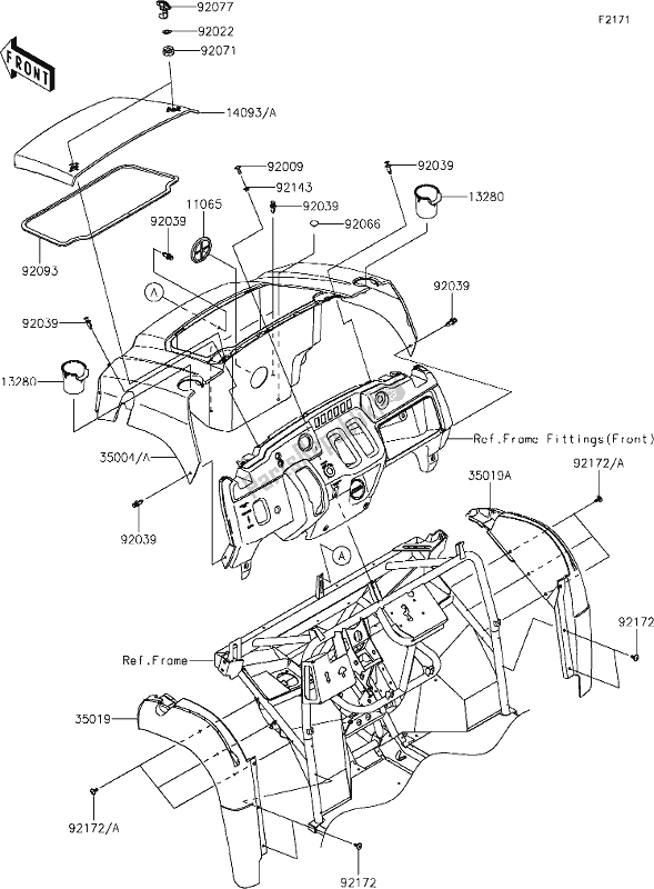 All parts for the 31 Front Fender(s) of the Kawasaki KAF 400 Mule SX 2020