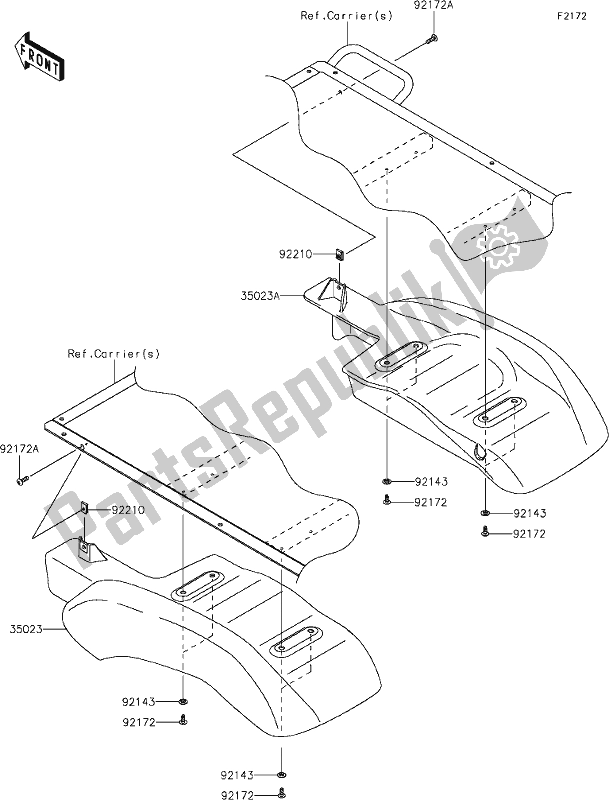 Todas as partes de 32 Rear Fender(s) do Kawasaki KAF 400 Mule SX 2020