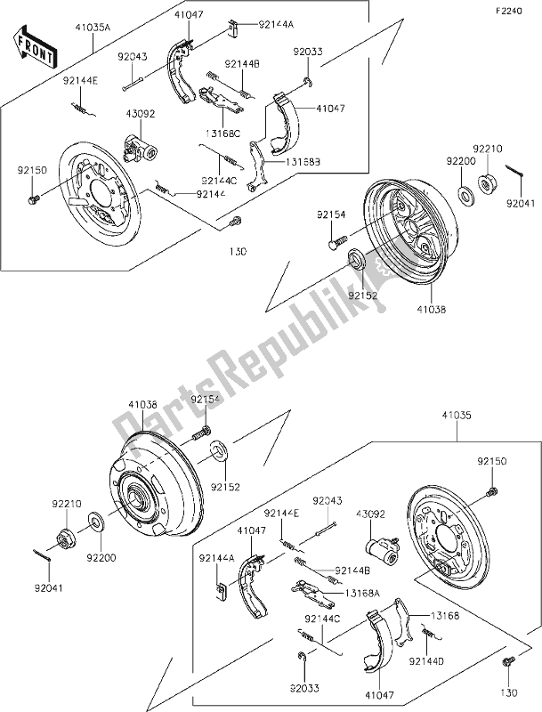 All parts for the 35 Rear Hubs/brakes of the Kawasaki KAF 400 Mule SX 2020