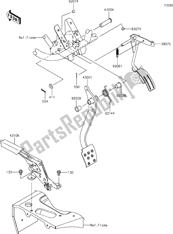 All parts for the 36 Brake Pedal/throttle Lever of the Kawasaki KAF 400 Mule SX 2020