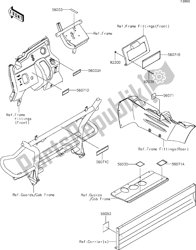 All parts for the 52 Labels of the Kawasaki KAF 400 Mule SX 2020