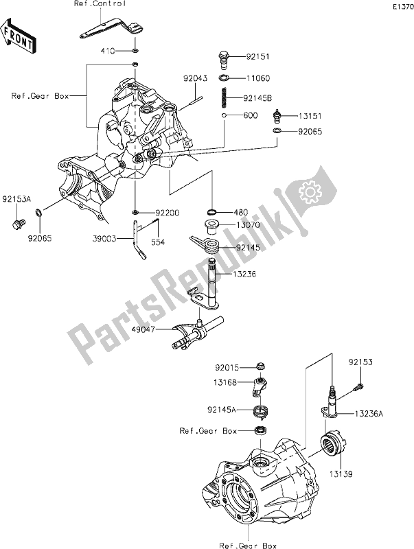 Todas las partes para 7 Gear Change Mechanism de Kawasaki KAF 400 Mule SX 2020