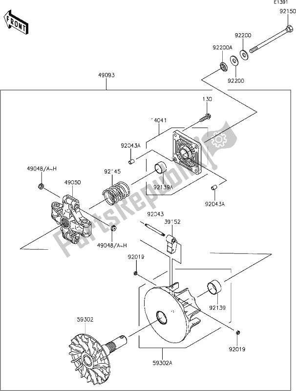 Todas as partes de 8 Drive Converter do Kawasaki KAF 400 Mule SX 2020