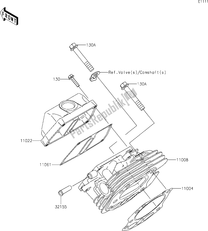 All parts for the 1 Cylinder Head of the Kawasaki KAF 400 Mule SX 2021