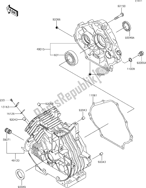 Alle onderdelen voor de 12 Crankcase van de Kawasaki KAF 400 Mule SX 2021