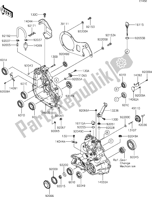 Alle onderdelen voor de 13 Gear Box van de Kawasaki KAF 400 Mule SX 2021