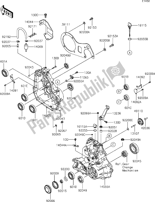 All parts for the 13 Gear Box of the Kawasaki KAF 400 Mule SX 2021