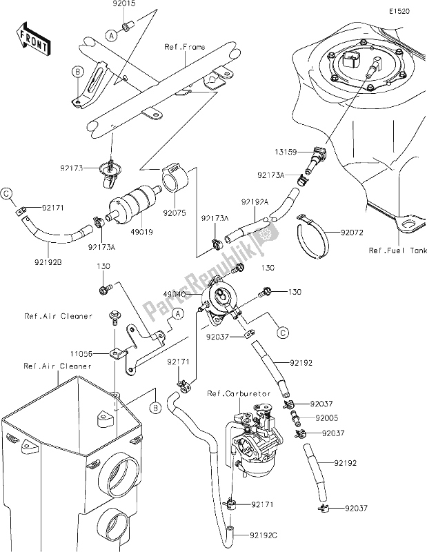 All parts for the 15 Fuel Pump of the Kawasaki KAF 400 Mule SX 2021