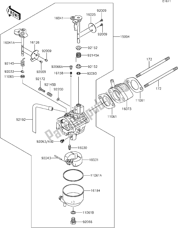 All parts for the 16 Carburetor of the Kawasaki KAF 400 Mule SX 2021