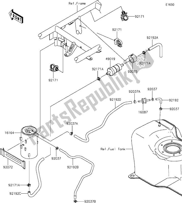 Alle onderdelen voor de 17 Fuel Evaporative System van de Kawasaki KAF 400 Mule SX 2021