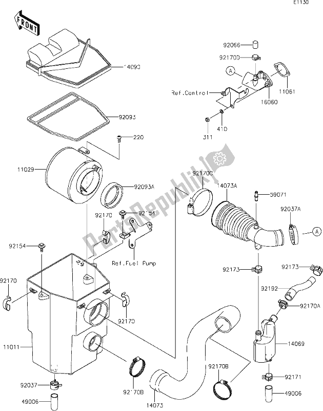 Alle onderdelen voor de 2 Air Cleaner van de Kawasaki KAF 400 Mule SX 2021