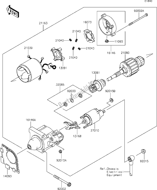 Alle onderdelen voor de 20 Starter Motor van de Kawasaki KAF 400 Mule SX 2021