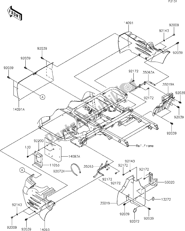 All parts for the 27 Frame Fittings(rear) of the Kawasaki KAF 400 Mule SX 2021