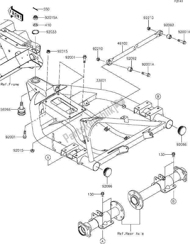 Alle onderdelen voor de 29 Swingarm van de Kawasaki KAF 400 Mule SX 2021