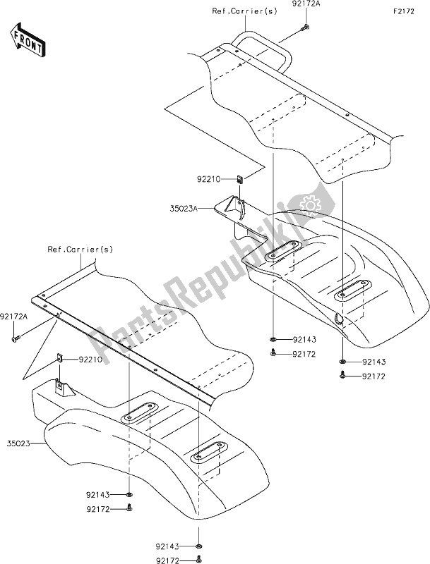 All parts for the 32 Rear Fender(s) of the Kawasaki KAF 400 Mule SX 2021