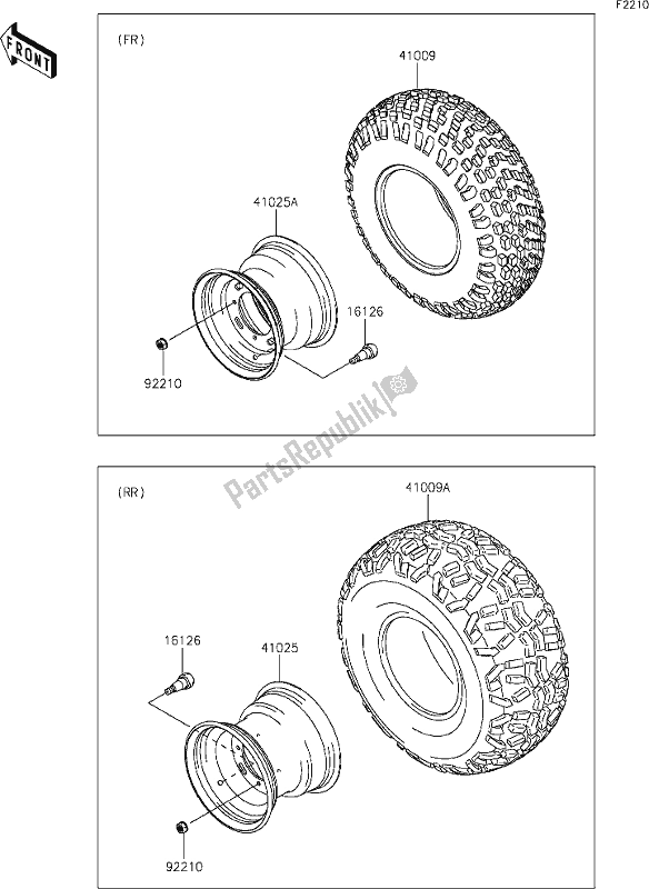 All parts for the 33 Wheels/tires of the Kawasaki KAF 400 Mule SX 2021