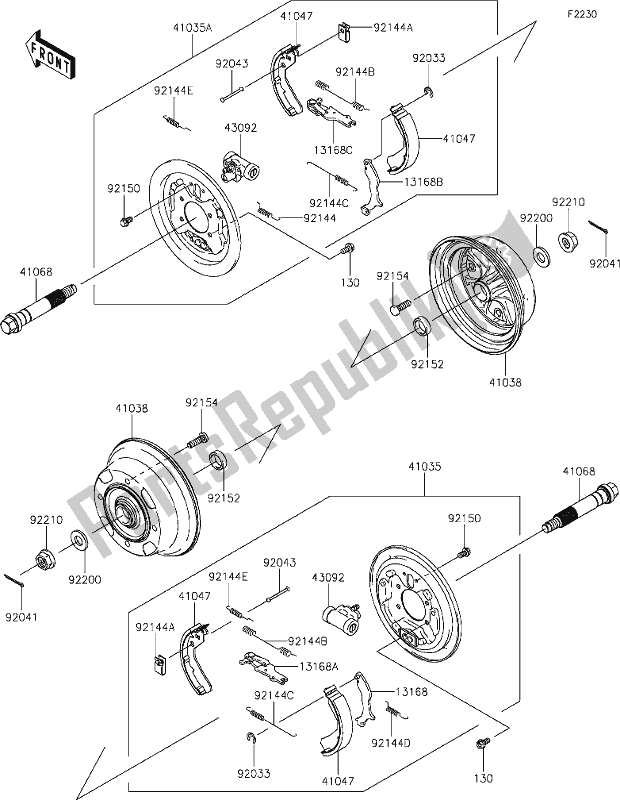 All parts for the 34 Front Hubs/brakes of the Kawasaki KAF 400 Mule SX 2021