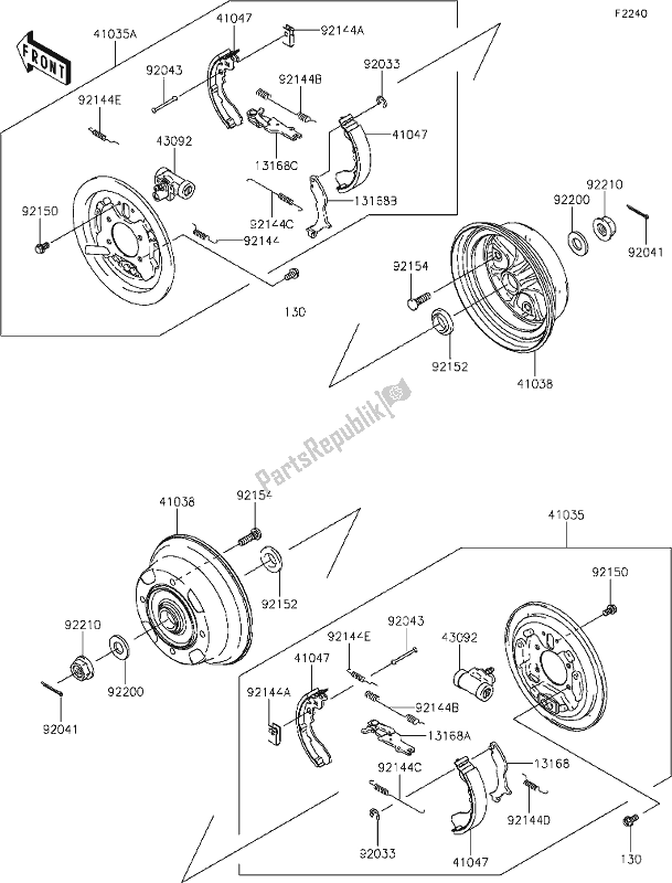 Tutte le parti per il 35 Rear Hubs/brakes del Kawasaki KAF 400 Mule SX 2021