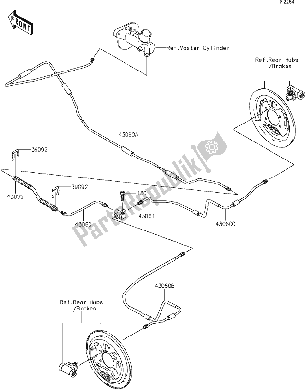All parts for the 39 Rear Brake Piping of the Kawasaki KAF 400 Mule SX 2021