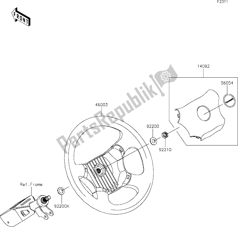 Alle onderdelen voor de 41 Steering Wheel van de Kawasaki KAF 400 Mule SX 2021