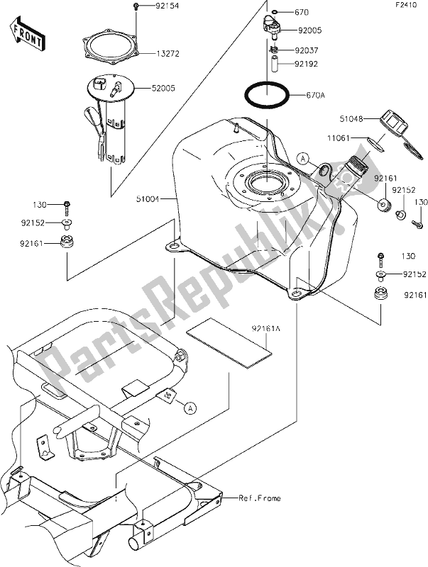 Alle onderdelen voor de 42 Fuel Tank van de Kawasaki KAF 400 Mule SX 2021