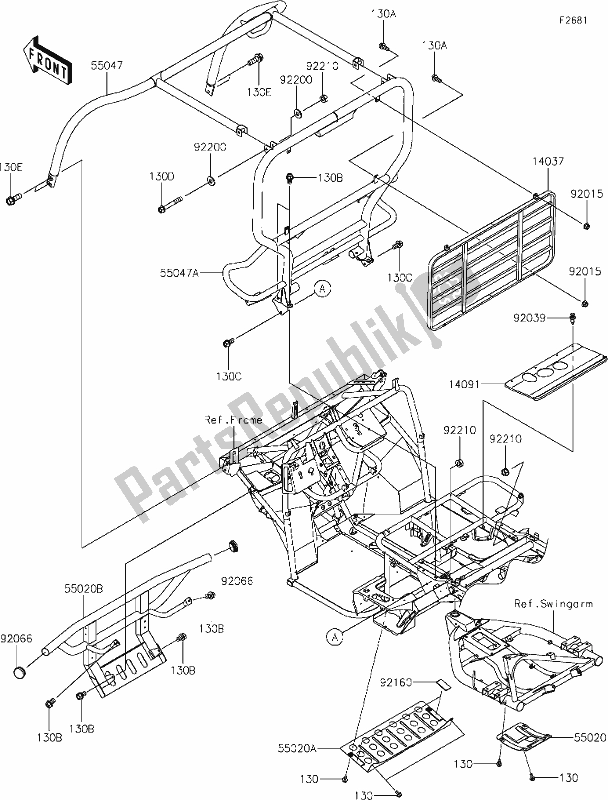 All parts for the 46 Guards/cab Frame of the Kawasaki KAF 400 Mule SX 2021