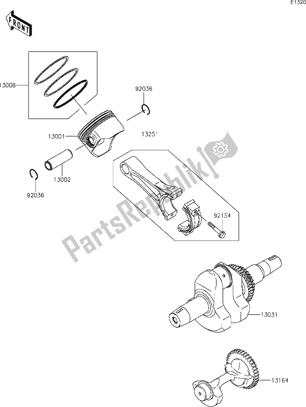 Alle onderdelen voor de 5 Crankshaft/piston(s) van de Kawasaki KAF 400 Mule SX 2021