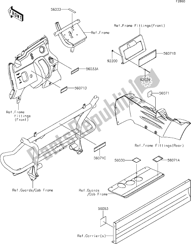 All parts for the 52 Labels of the Kawasaki KAF 400 Mule SX 2021