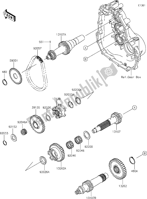 All parts for the 6 Transmission of the Kawasaki KAF 400 Mule SX 2021