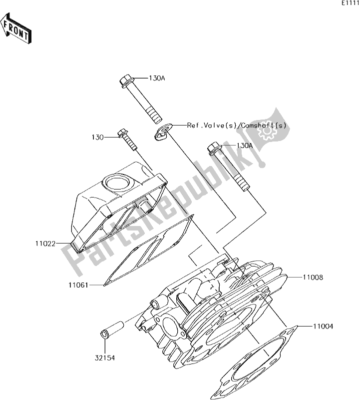 All parts for the 1 Cylinder Head of the Kawasaki KAF 400 Mule SX 4X4 XC 2017