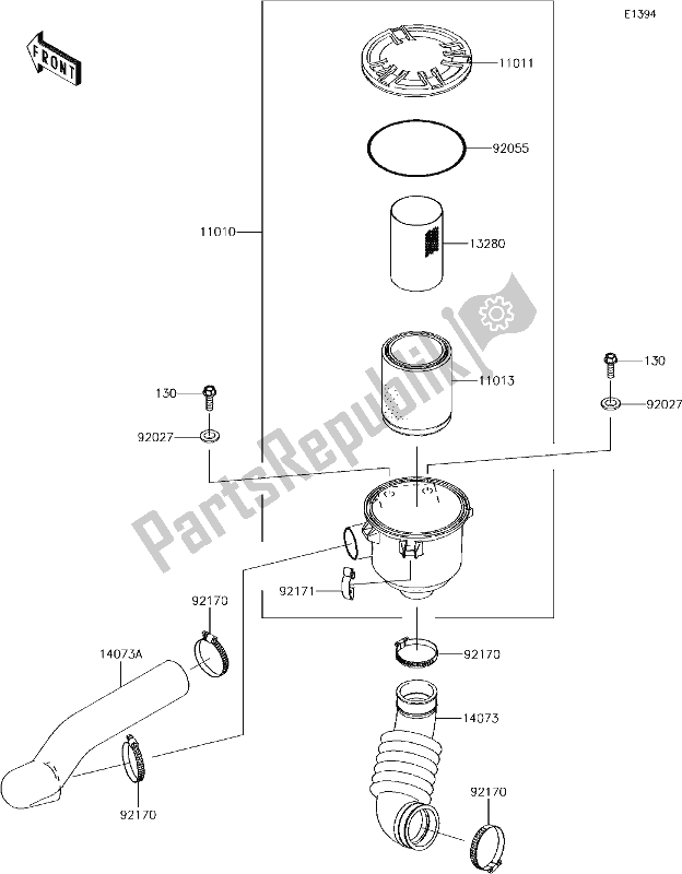 All parts for the 12 Air Cleaner-belt Converter of the Kawasaki KAF 400 Mule SX 4X4 XC 2017