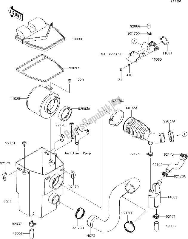 All parts for the 3-1 Air Cleaner(cn) of the Kawasaki KAF 400 Mule SX 4X4 XC 2017