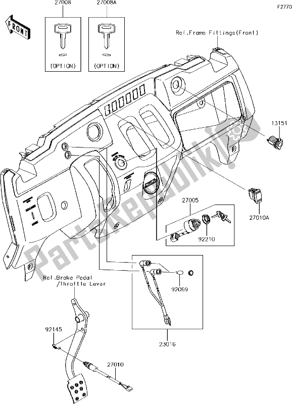 Alle onderdelen voor de 53 Ignition Switch van de Kawasaki KAF 400 Mule SX 4X4 XC 2017