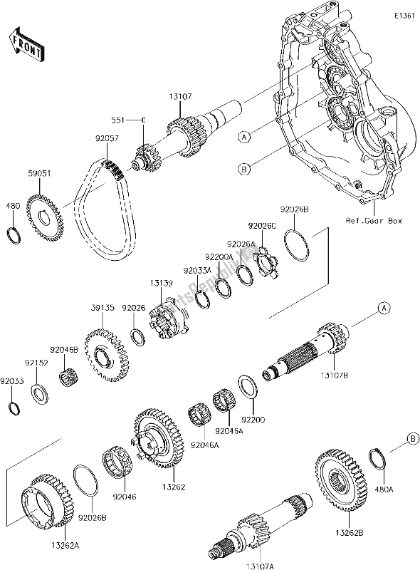 All parts for the 7 Transmission of the Kawasaki KAF 400 Mule SX 4X4 XC 2017