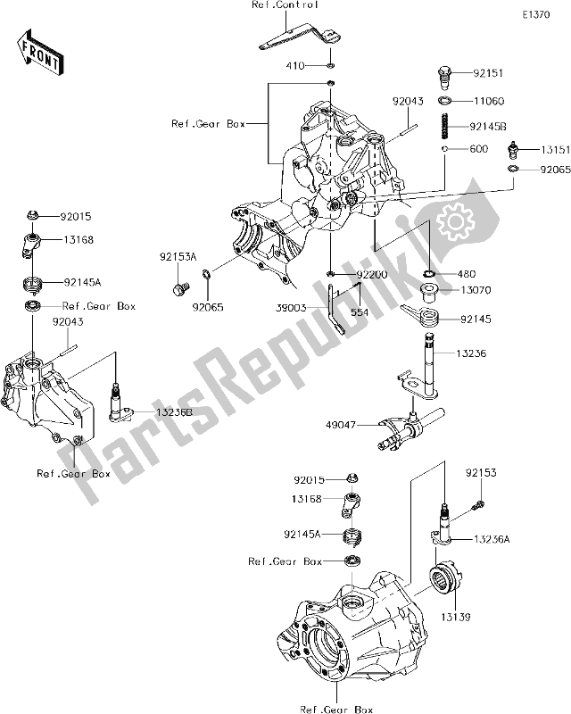 Alle onderdelen voor de 8 Gear Change Mechanism van de Kawasaki KAF 400 Mule SX 4X4 XC 2017