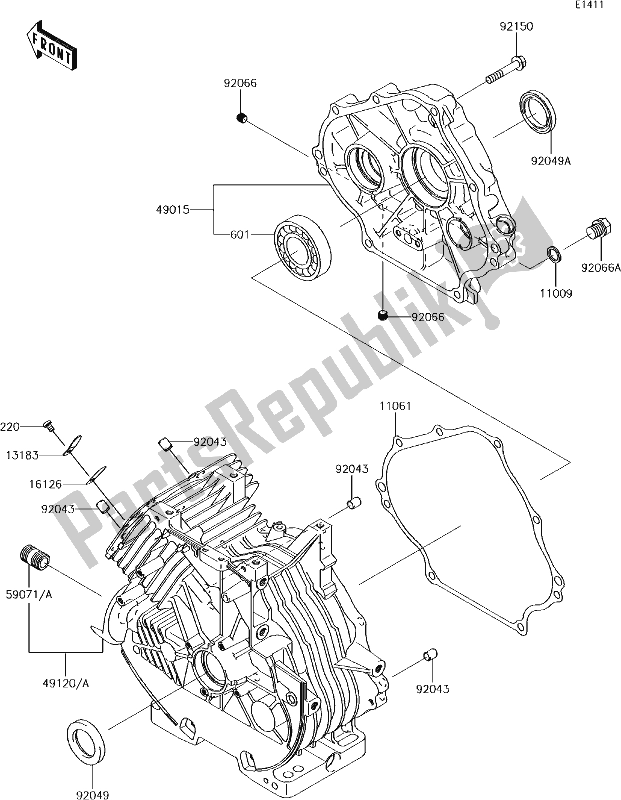 Wszystkie części do 13 Crankcase Kawasaki KAF 400 Mule SX 4X4 XC 2018