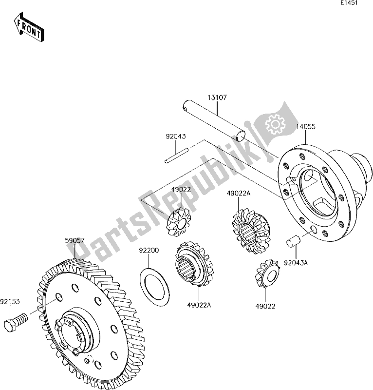 All parts for the 15 Differential of the Kawasaki KAF 400 Mule SX 4X4 XC 2018