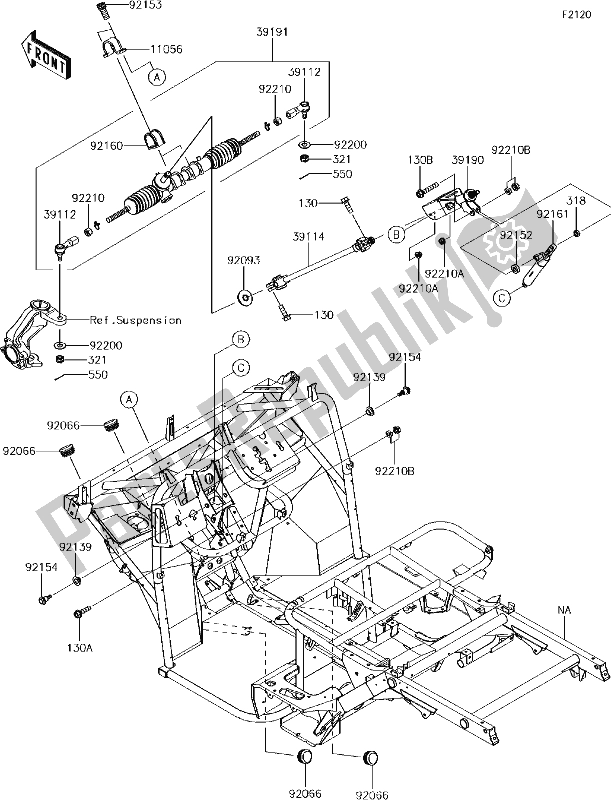 All parts for the 27 Frame of the Kawasaki KAF 400 Mule SX 4X4 XC 2018