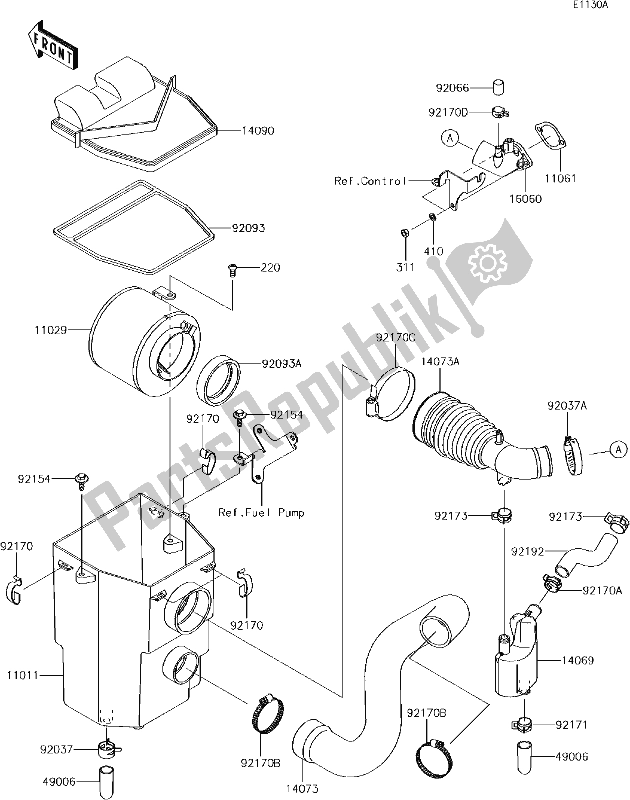 Tutte le parti per il 3 Air Cleaner(cn) del Kawasaki KAF 400 Mule SX 4X4 XC 2018