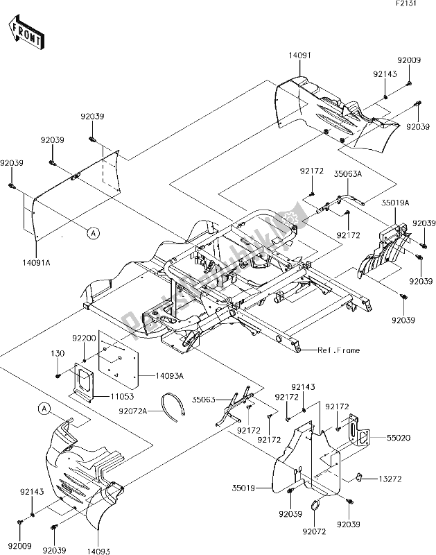 Toutes les pièces pour le 30 Frame Fittings(rear) du Kawasaki KAF 400 Mule SX 4X4 XC 2018