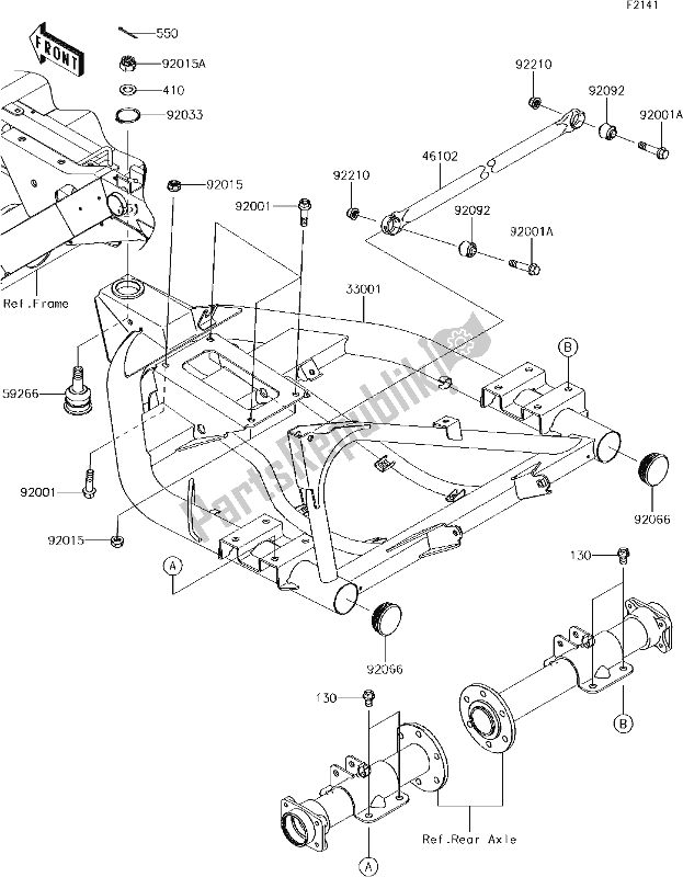 All parts for the 32 Swingarm of the Kawasaki KAF 400 Mule SX 4X4 XC 2018