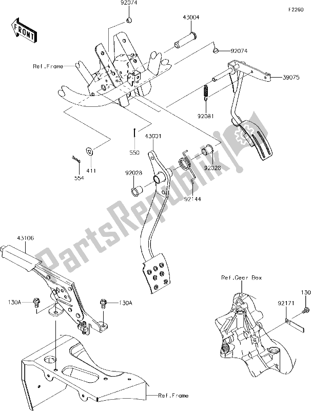 Wszystkie części do 39 Brake Pedal/throttle Lever Kawasaki KAF 400 Mule SX 4X4 XC 2018