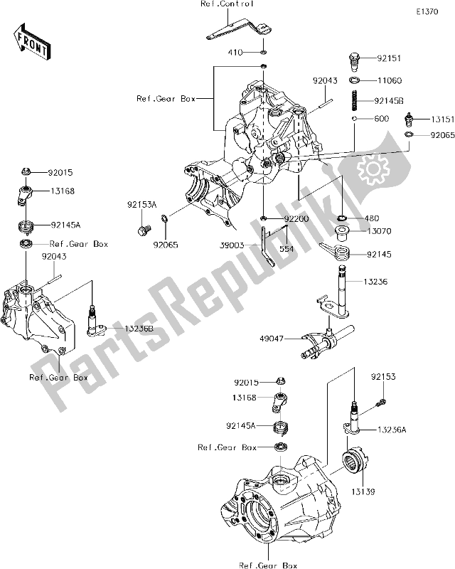 All parts for the 8 Gear Change Mechanism of the Kawasaki KAF 400 Mule SX 4X4 XC 2018