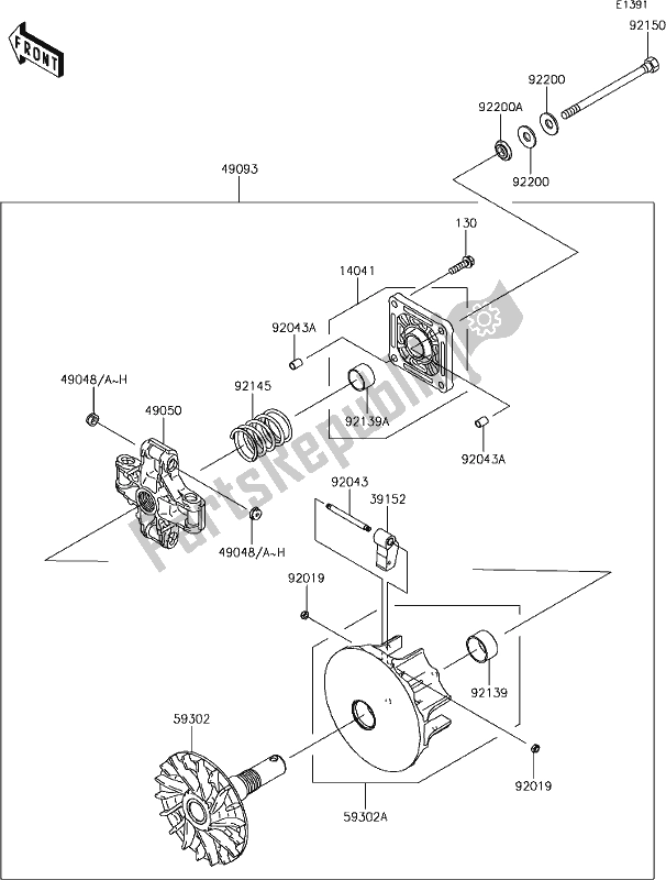 Tutte le parti per il 10 Drive Converter del Kawasaki KAF 400 Mule SX 4X4 XC 2019