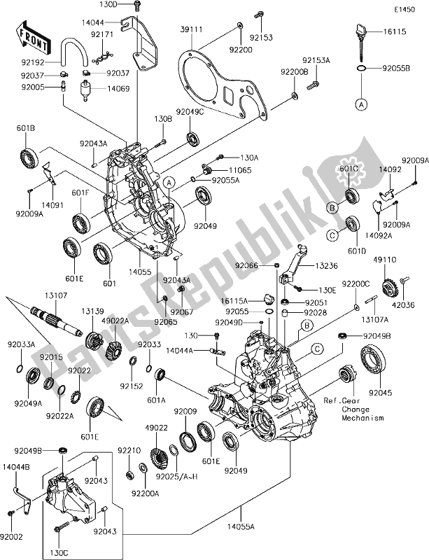 Tutte le parti per il 15 Gear Box del Kawasaki KAF 400 Mule SX 4X4 XC 2019