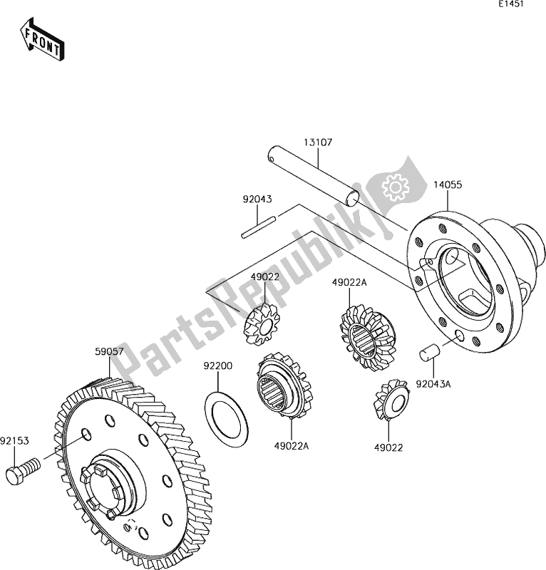 Tutte le parti per il 16 Differential del Kawasaki KAF 400 Mule SX 4X4 XC 2019