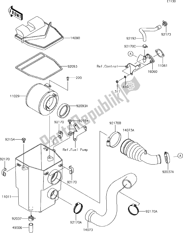 Tutte le parti per il 2 Air Cleaner(khf-kjf)(us) del Kawasaki KAF 400 Mule SX 4X4 XC 2019