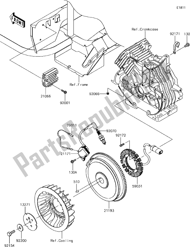 Tutte le parti per il 21 Generator/ignition Coil del Kawasaki KAF 400 Mule SX 4X4 XC 2019