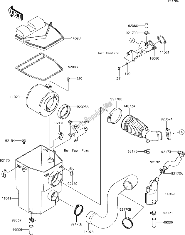 Tutte le parti per il 3-1 Air Cleaner(khf/kjf)(cn) del Kawasaki KAF 400 Mule SX 4X4 XC 2019